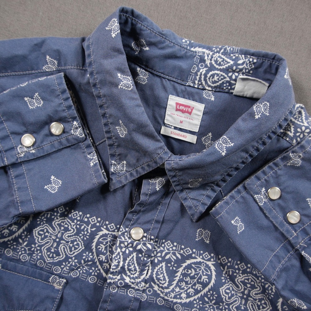 Levi's Paisley Bandana Pearl Snap Western Cowboy Rodeo Indie Men Shirt M Retro